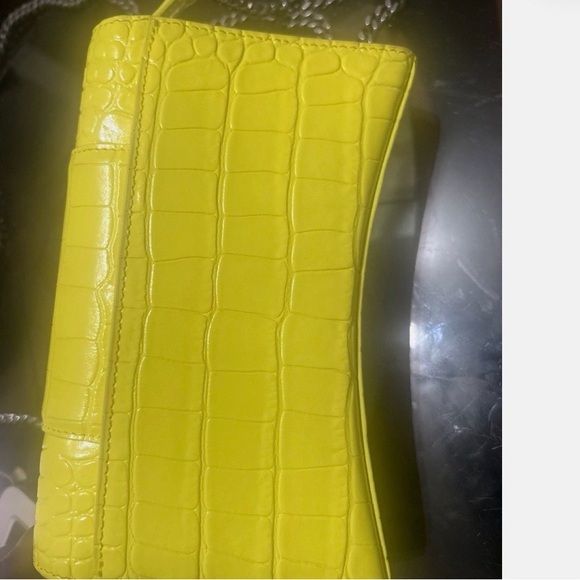 Balenciaga Neon Yellow Croc-Embossed Clutch - Picture 6 of 7